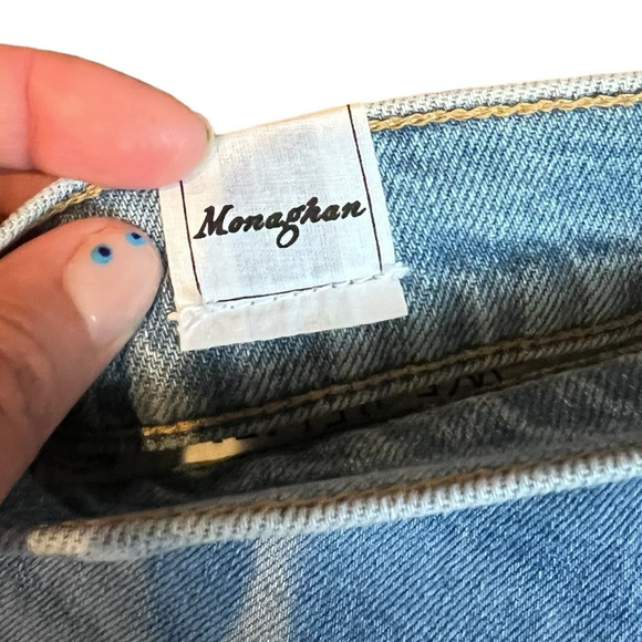 Frank & Eileen Monaghan Blue Denim Raw Hem Straight Leg Hi Rise Jeans Size 31 - Picture 8 of 14